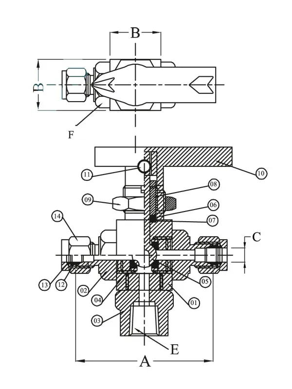 Кульовий кран GV-156-BV-3W-6N