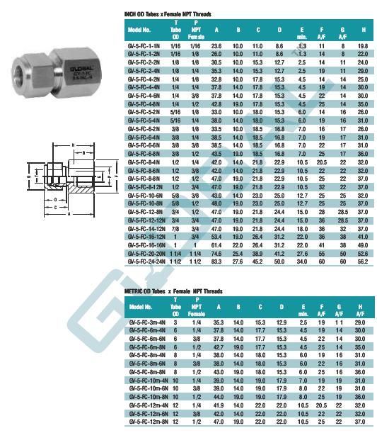 Фітинг GV-5-FC-10m-6N
